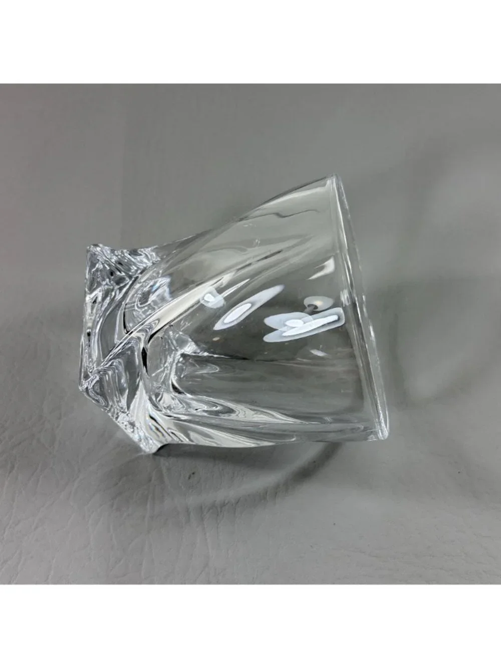 Vintage Crystal Twist Whiskey Glass Heavy Bottom Mid Century Modern Barware